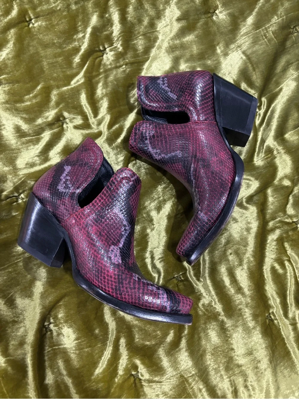 Ariat Red Snakeskin Slip-On Ankle Boot